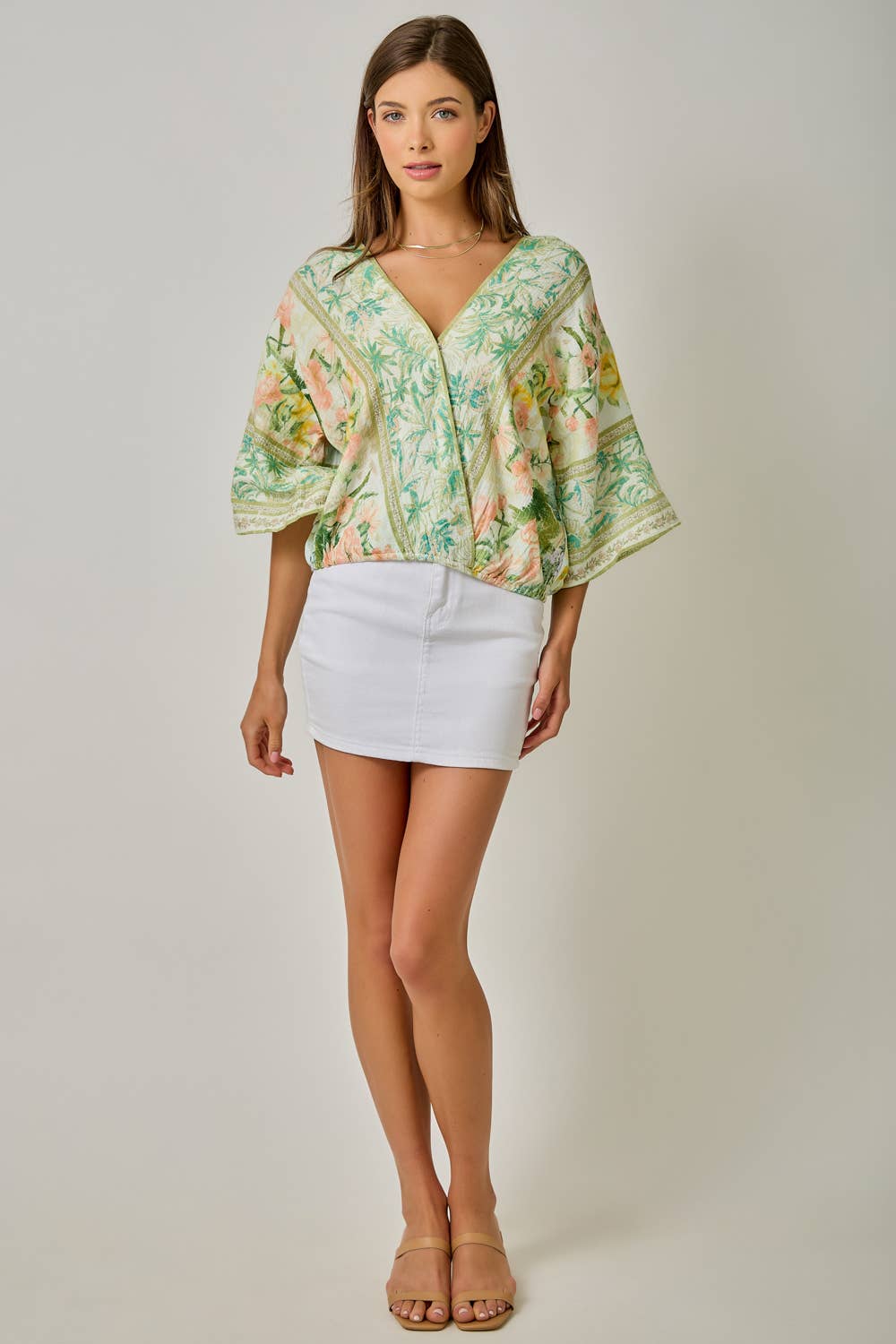 Front Wrap Kimono Top in Light Green