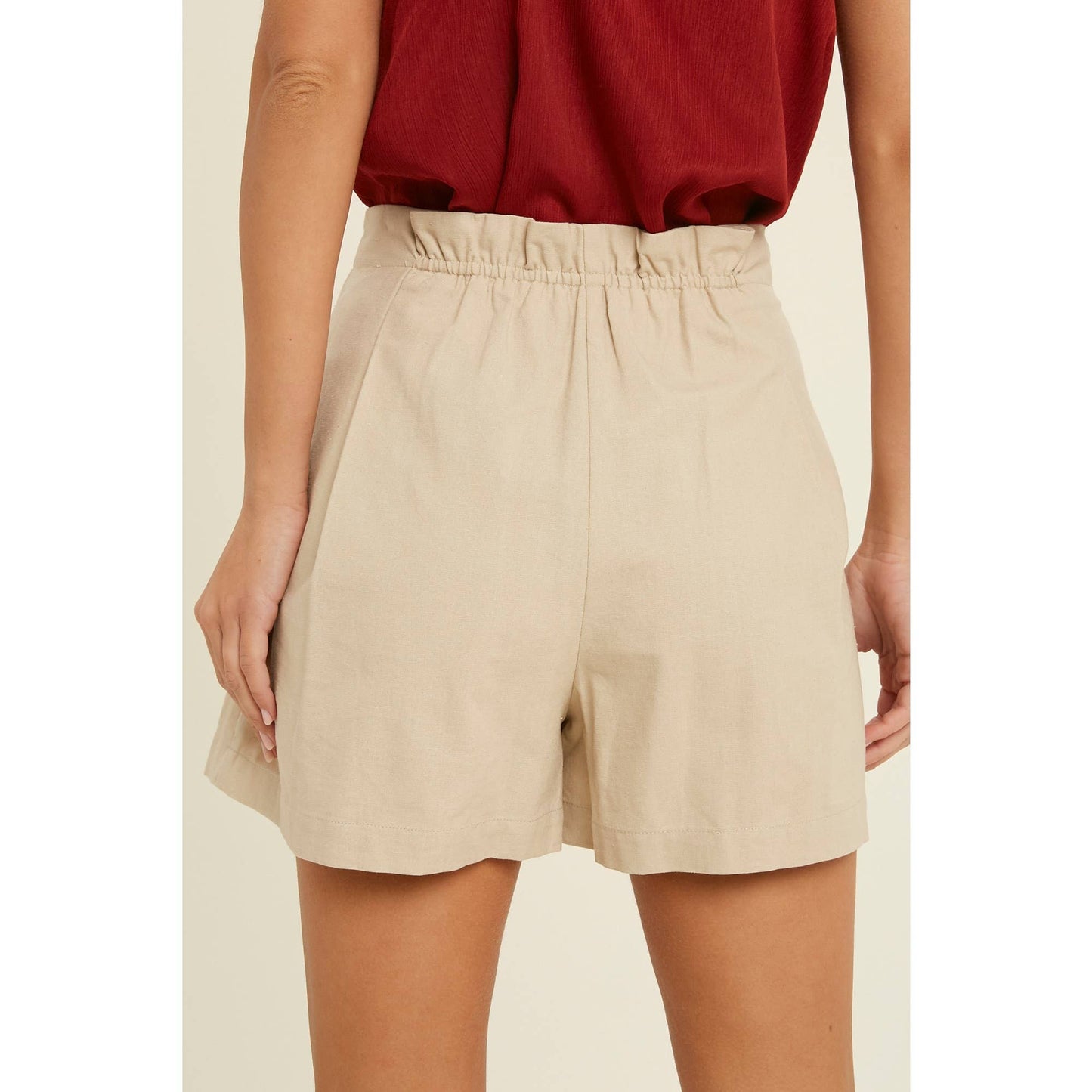 Tie Front Shorts in Tan