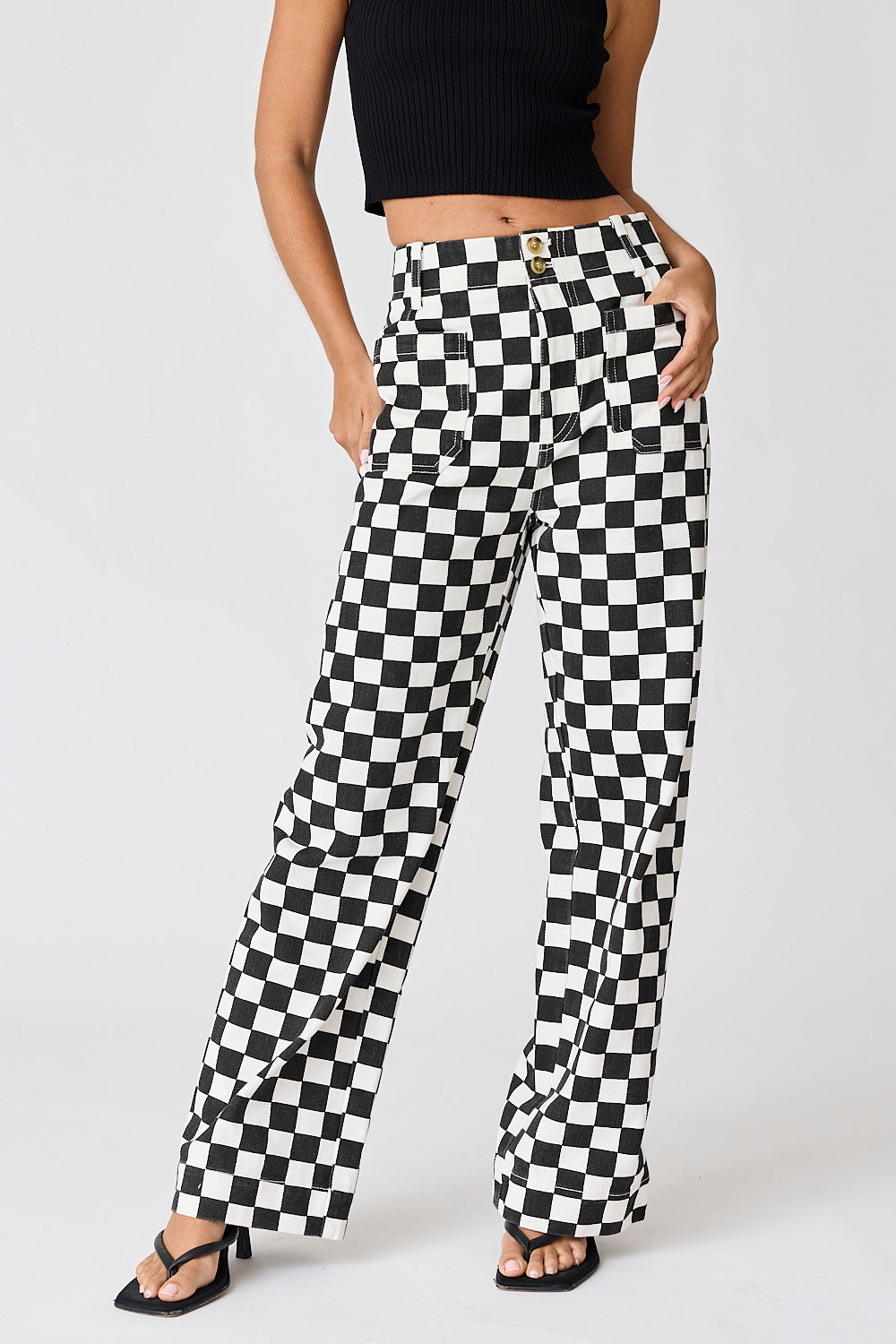 Black Checkered Game Day Pant