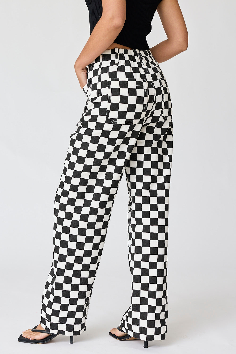 Black Checkered Game Day Pant