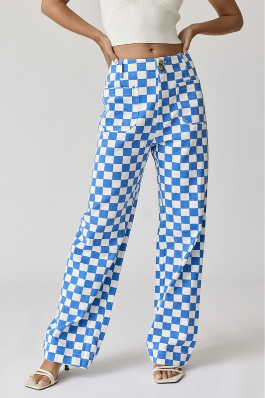 Blue Checkered Game Day Pant