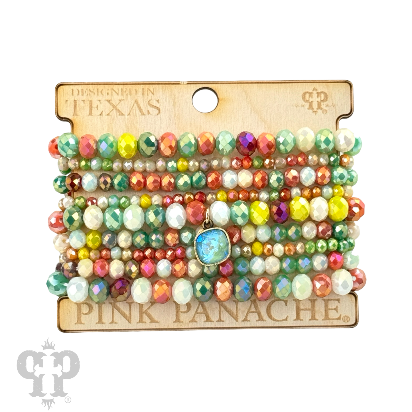 Nine strand faceted bead bracelet set with Austrian crystal - LC: Multi-Colored