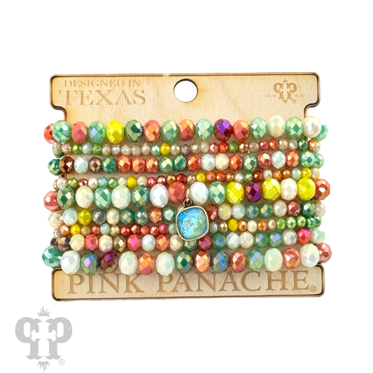 Nine strand faceted bead bracelet set with Austrian crystal - LC: Multi-Colored