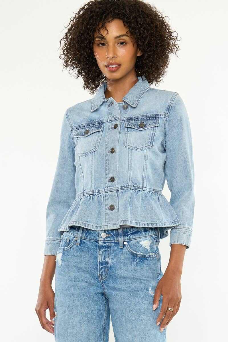 Light Denim Peplum Jacket