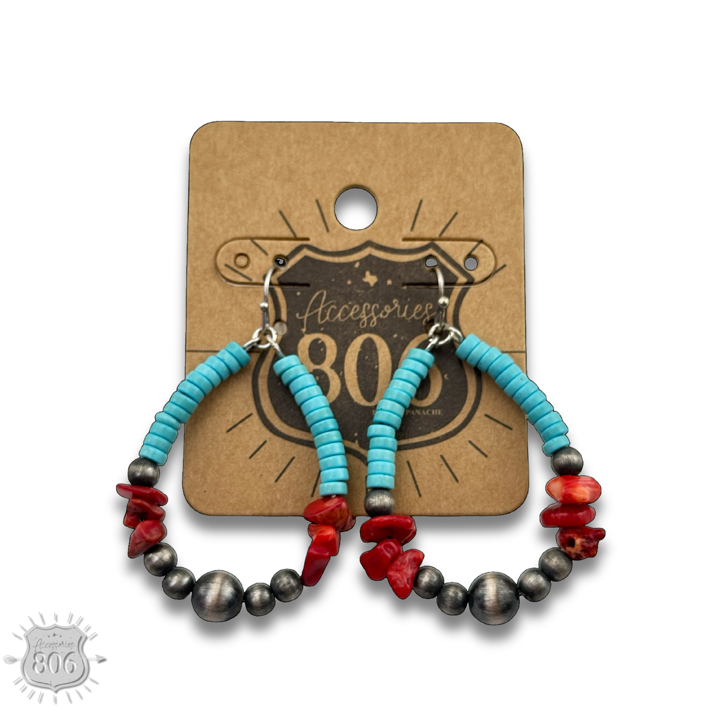 Stone chip teardrop earring: Turquoise