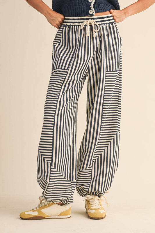 Navy Striped Jogger/Pant