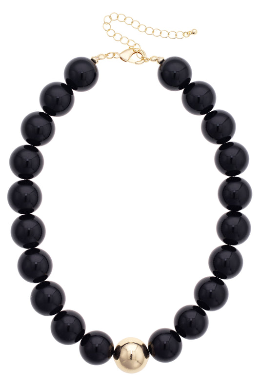 Chunky Beaded Necklace in Black
