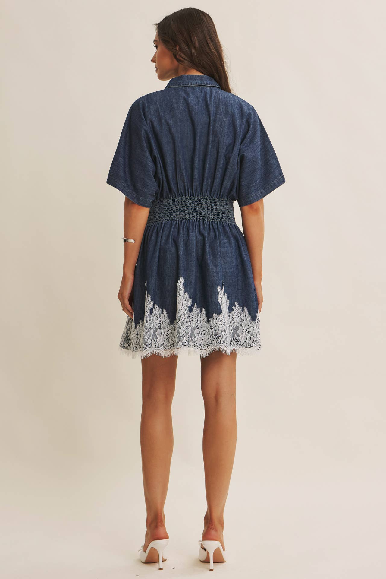 Lace Hem Denim Mini Dress