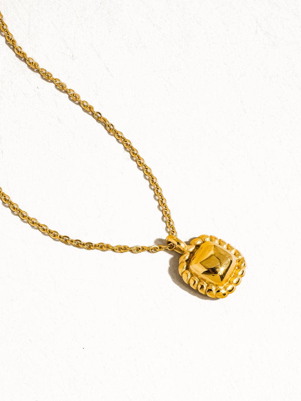 Orla Non-Tarnish Classic Petite Square Necklace: Yellow Gold