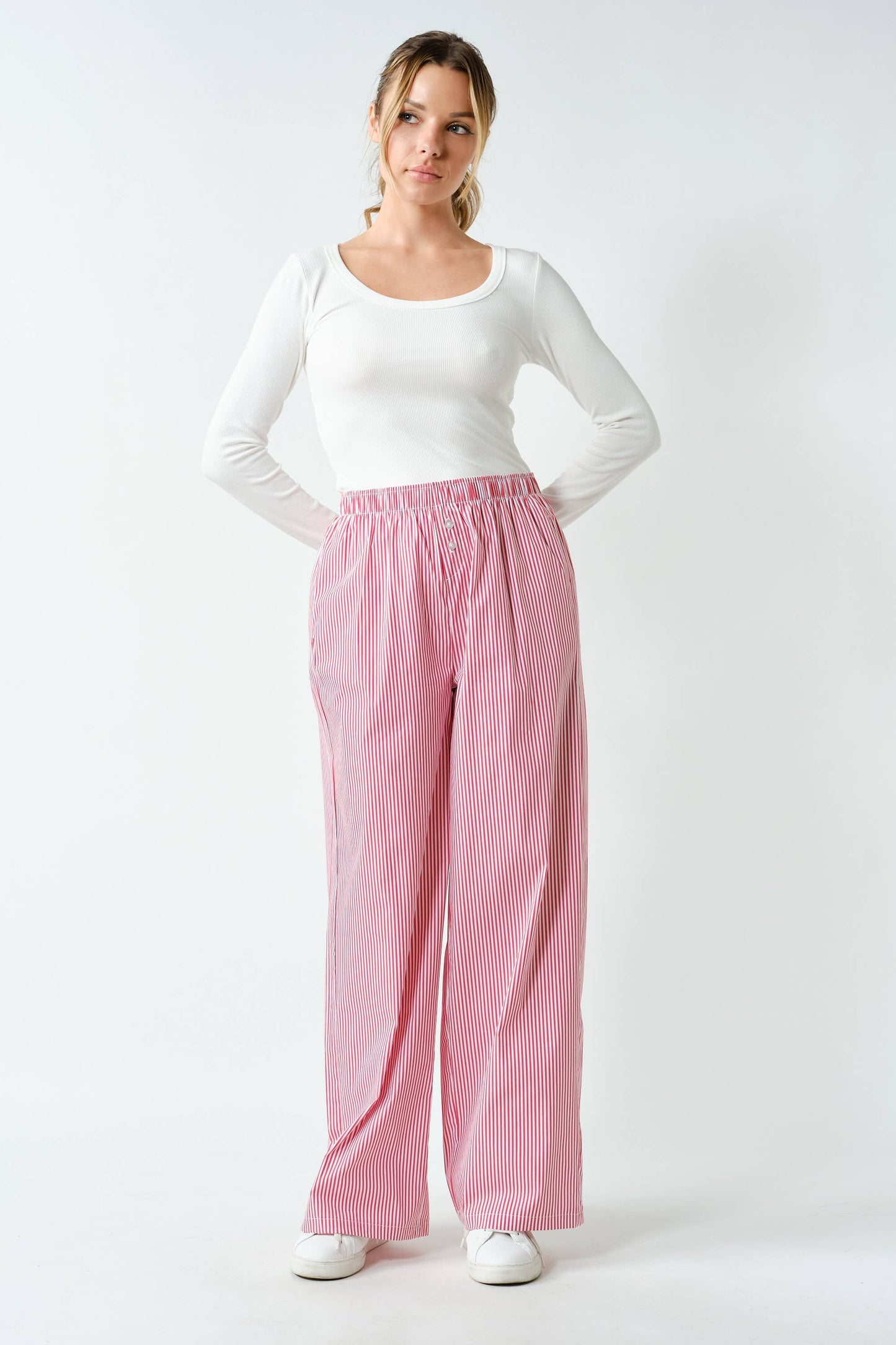 Easy Breezy Stripe Pants in Red