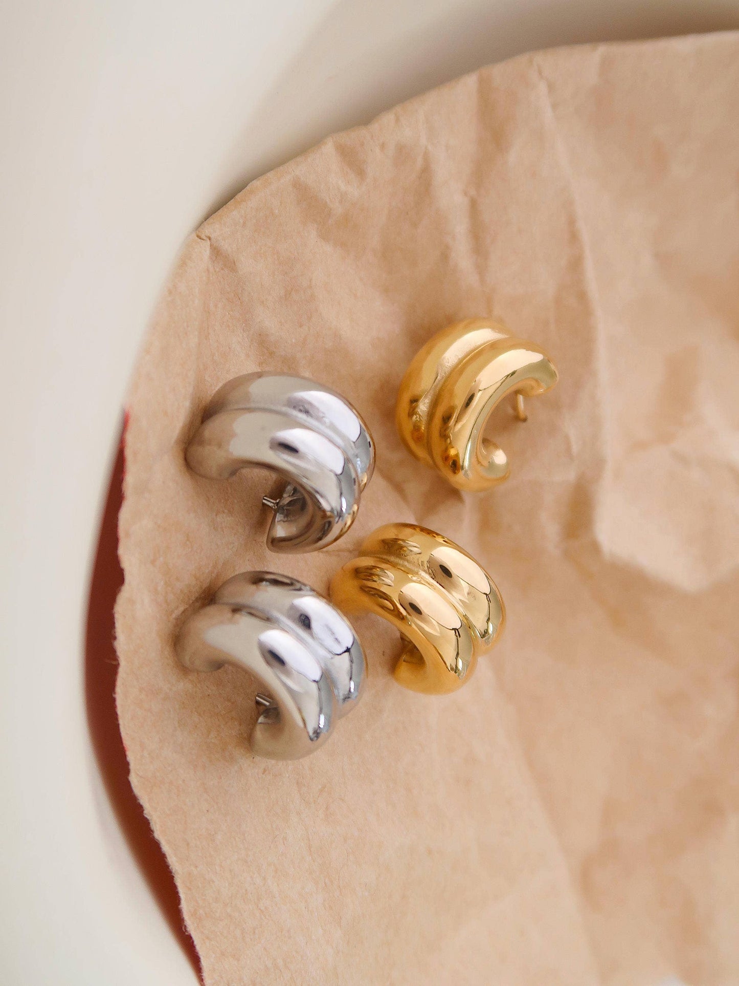 Emma Non-Tarnish Double C-Hoop Earring: Multi-Colored