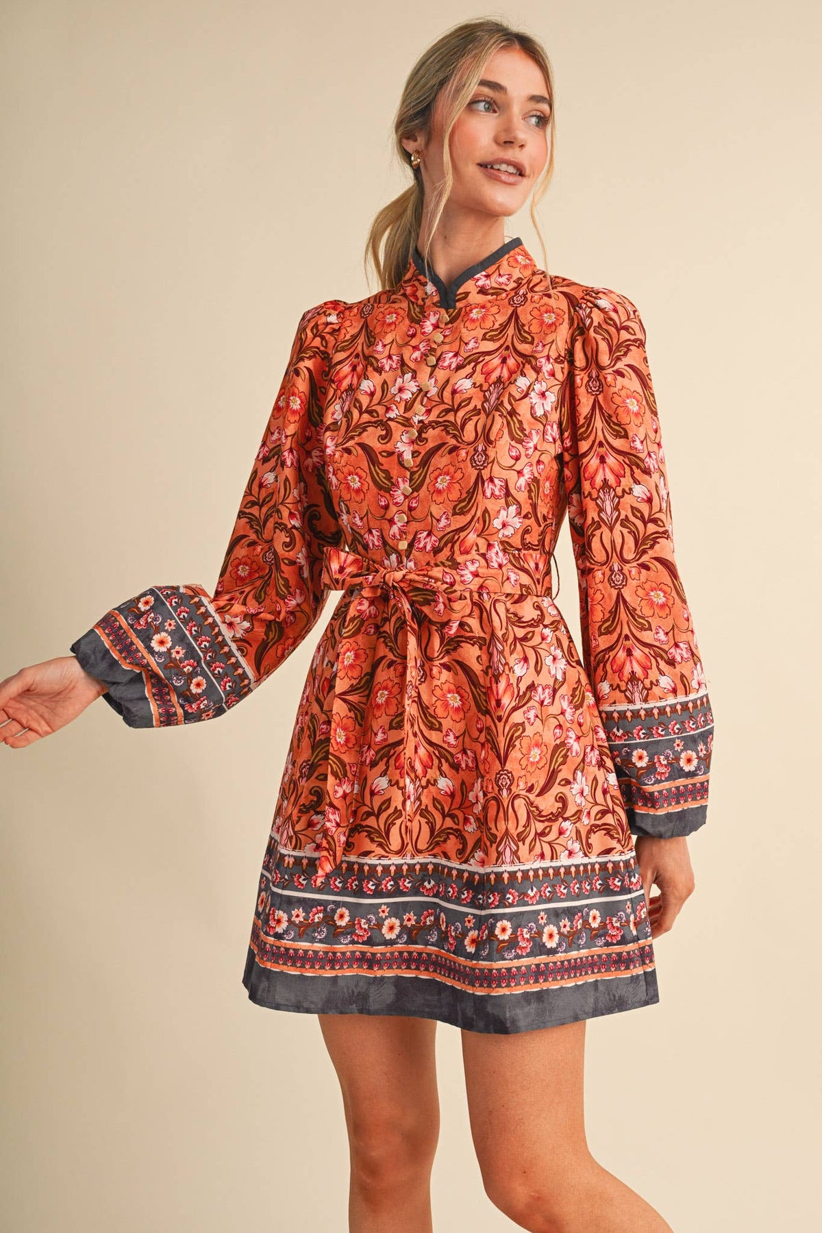 Suzanne Floral Border Print Dress