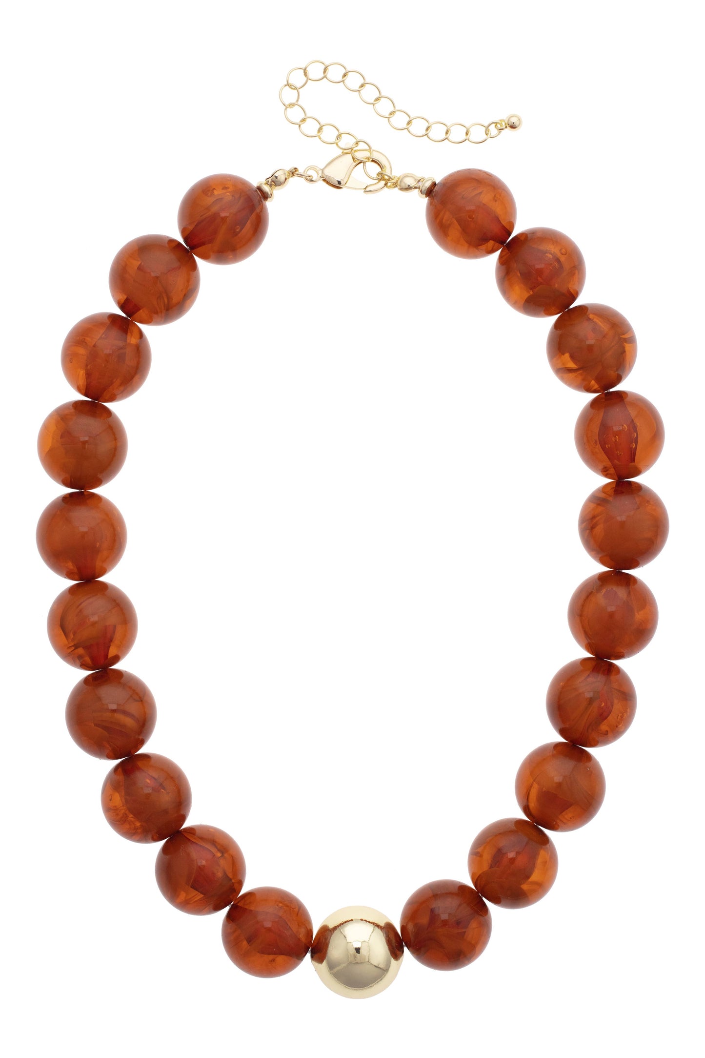 Chunky Beaded Necklace in Amber
