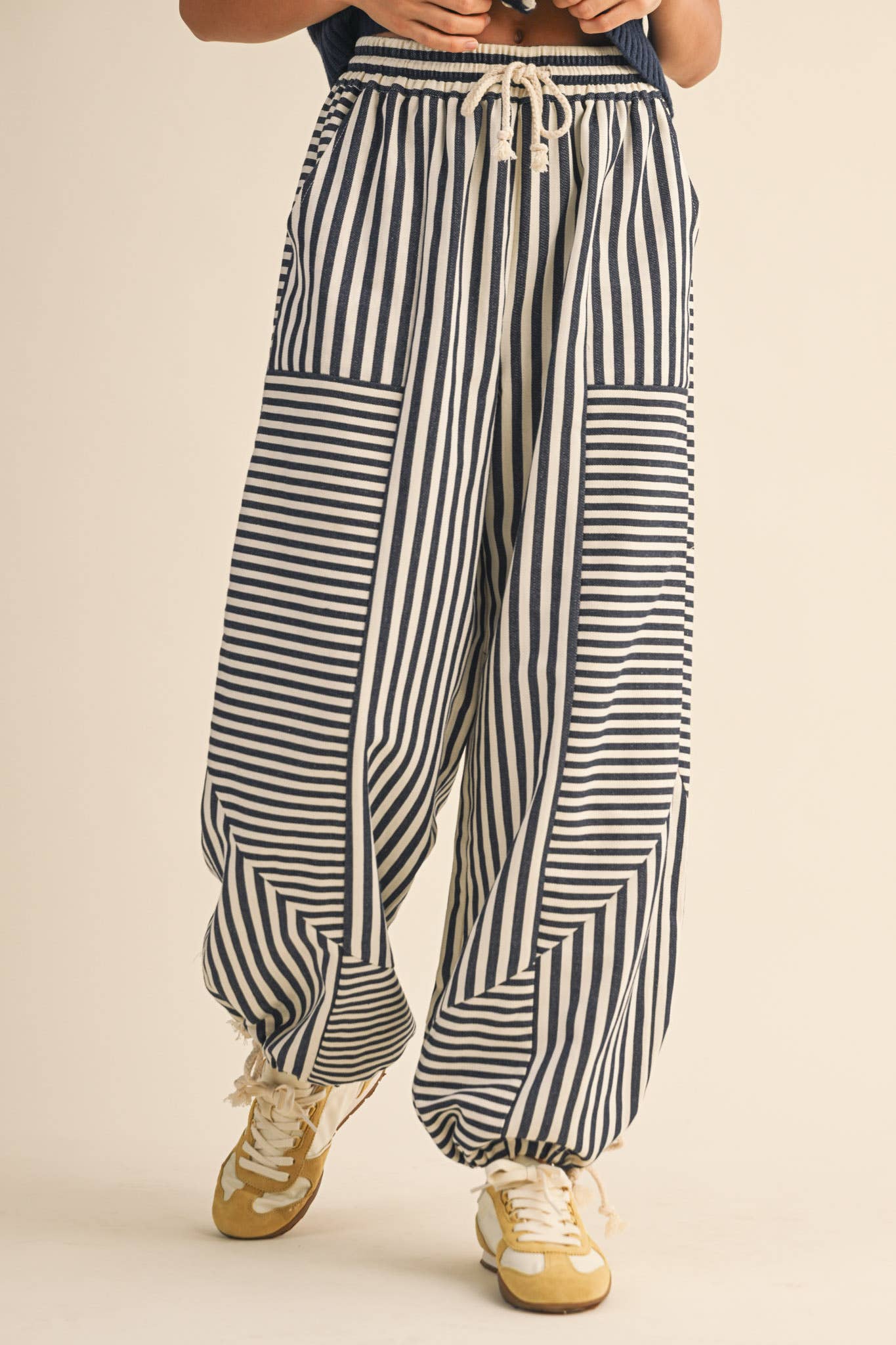 Navy Striped Jogger/Pant
