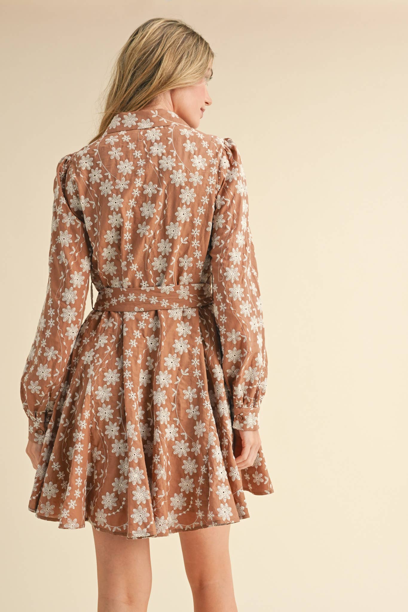 Floral Embroidered Flare Mini Dress