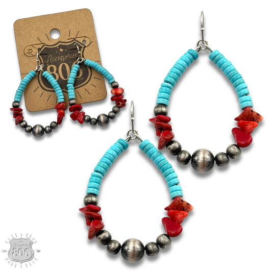 Stone chip teardrop earring: Turquoise