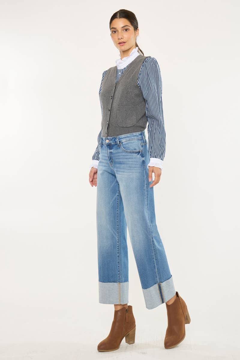KanCan Wide Cuff Cropped Denim