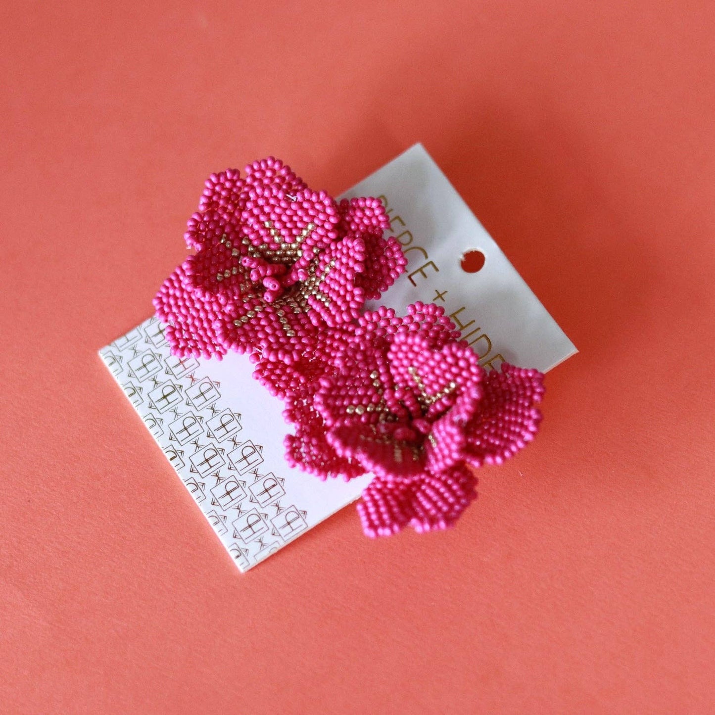 Custom Beaded Fuchsia Blossom Earring