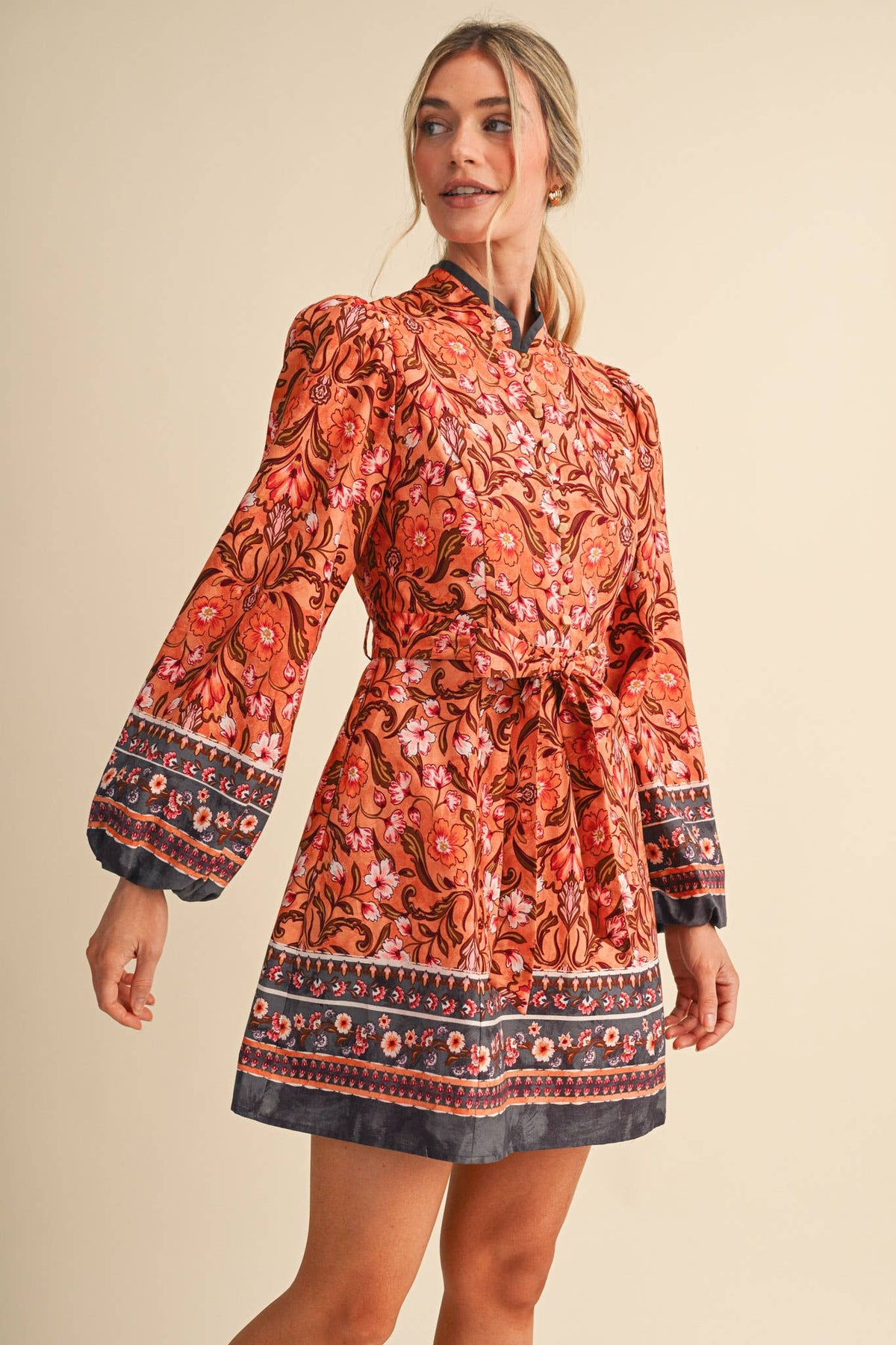 Suzanne Floral Border Print Dress