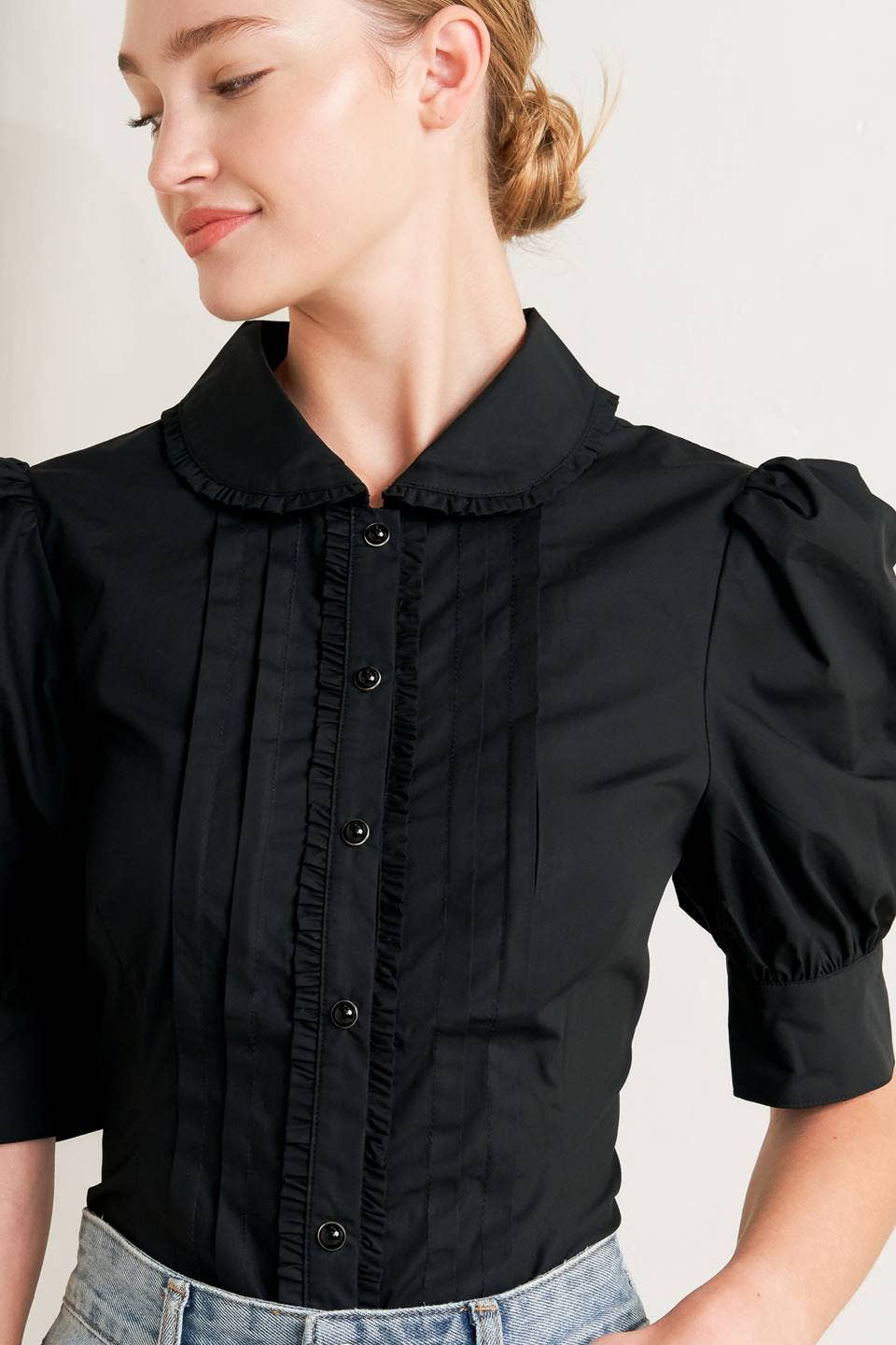 Puff Sleeve Button Up Top