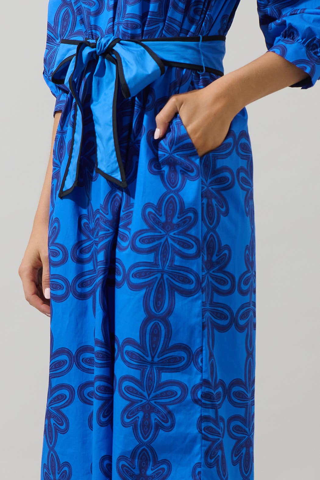 Abstract V-Neck Midi Dress