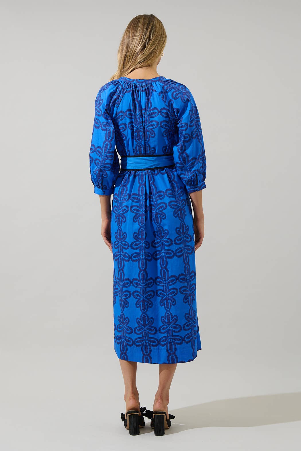 Abstract V-Neck Midi Dress
