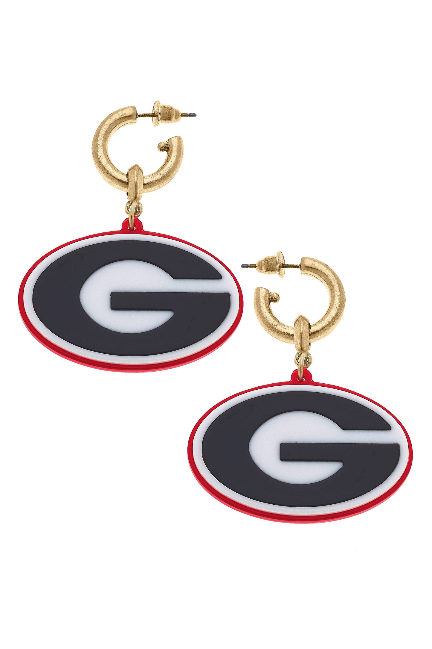 Georgia Bulldogs Resin Logo Drop Hoop Earring
