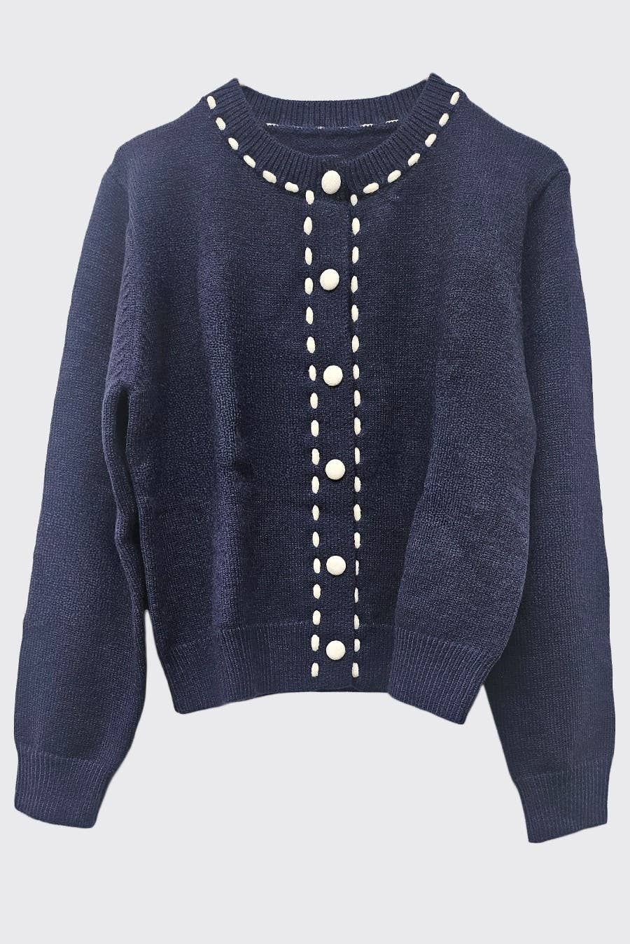 Contrast Stitch Knit Cardigan