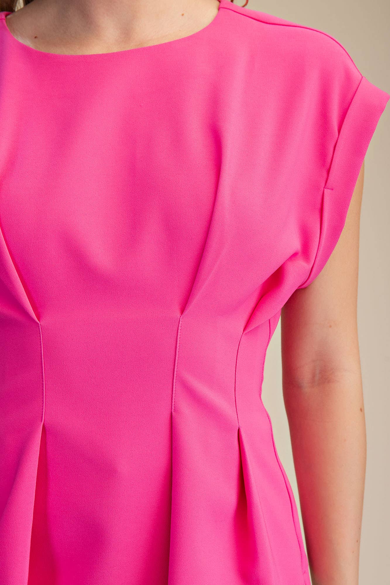 Hot Pink Pleated Waist Top