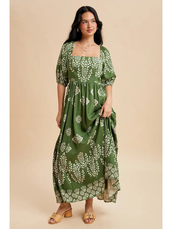 Roxanne Resort Style Maxi Dress in Green