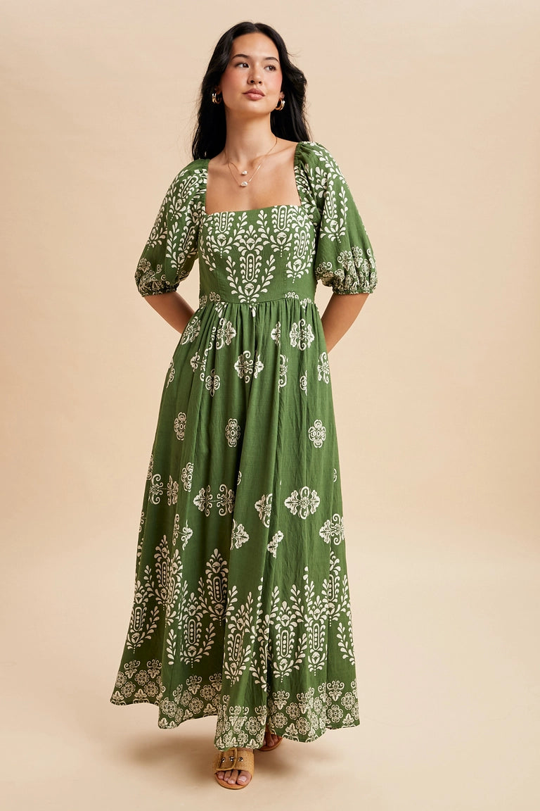 Roxanne Resort Style Maxi Dress in Green