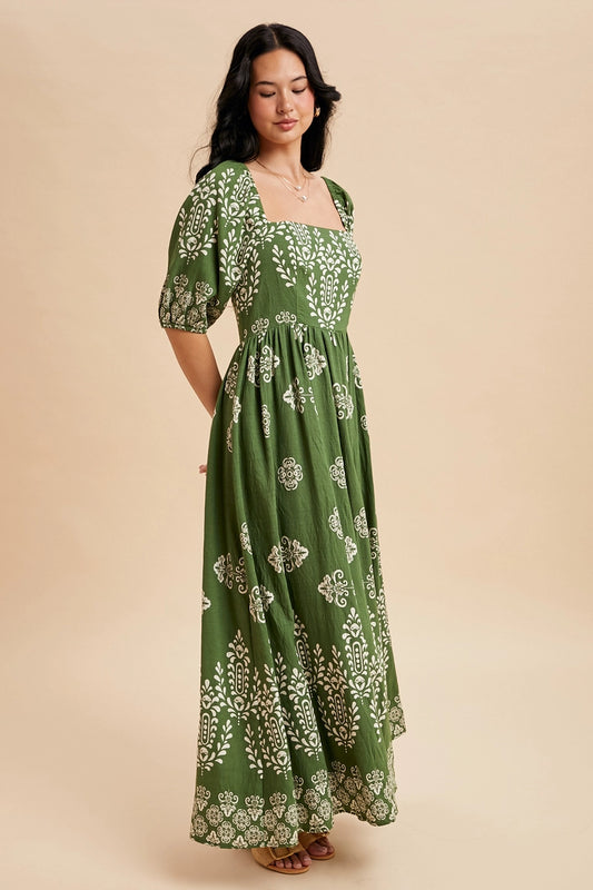 Roxanne Resort Style Maxi Dress in Green