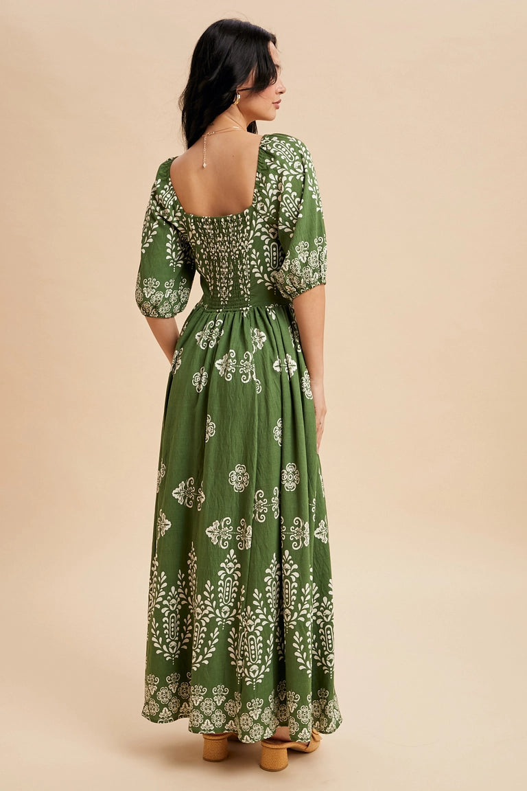Roxanne Resort Style Maxi Dress in Green