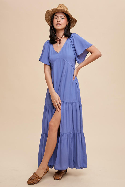 V-Neck Maxi Dress in Elemental Blue