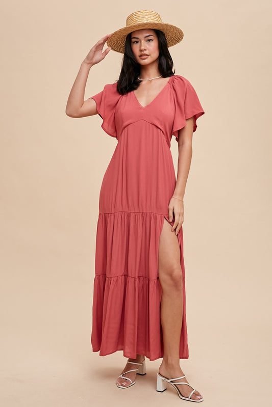 V-Neck Maxi Dress in Desert Rose