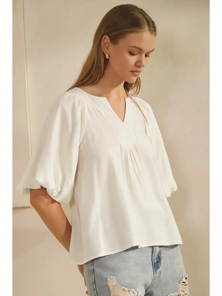 White Puff Sleeve Blouse