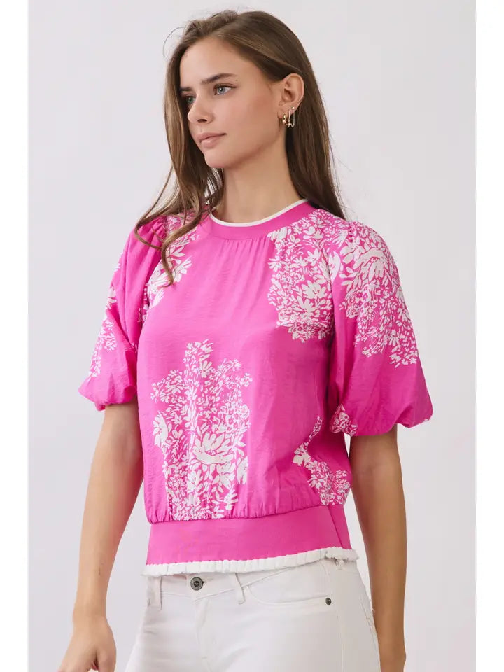 Hot Pink Floral Top