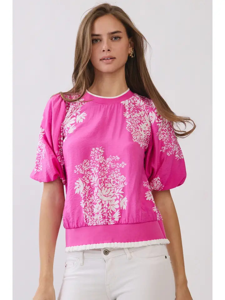 Hot Pink Floral Top
