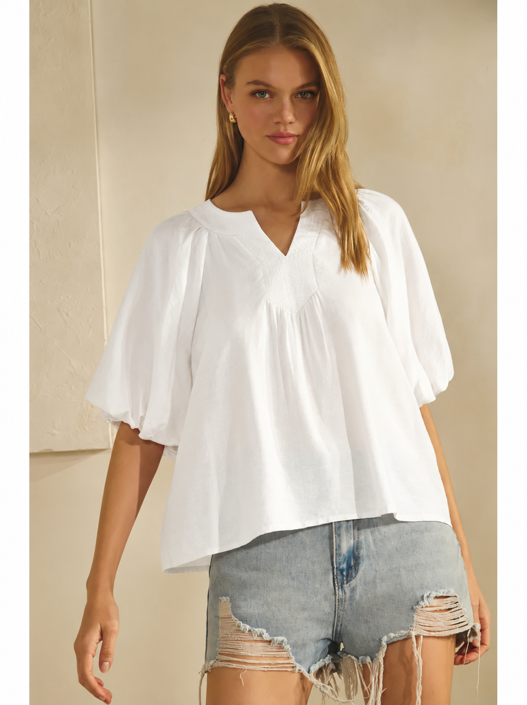 White Puff Sleeve Blouse