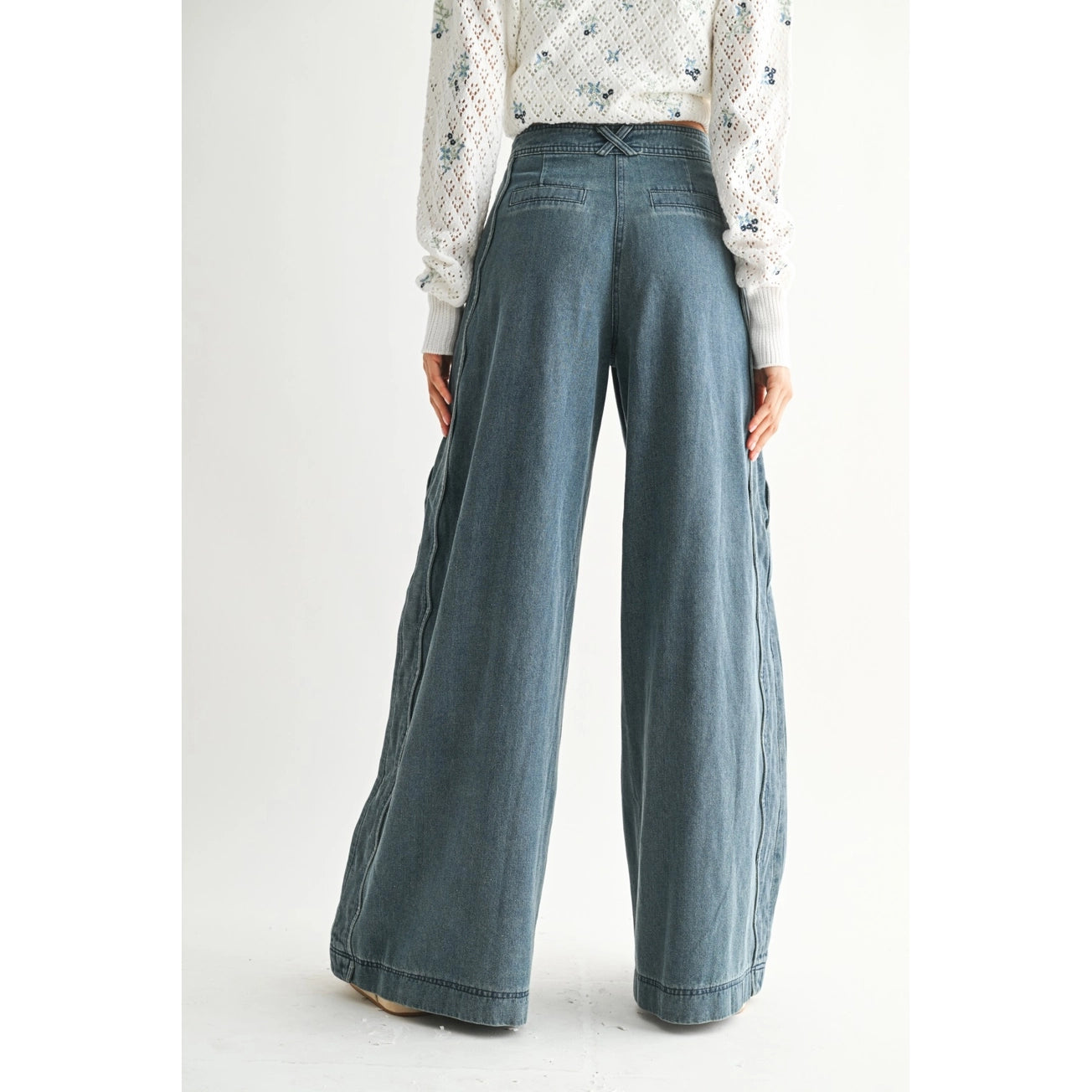 Scallop Edge Wide Leg Denim