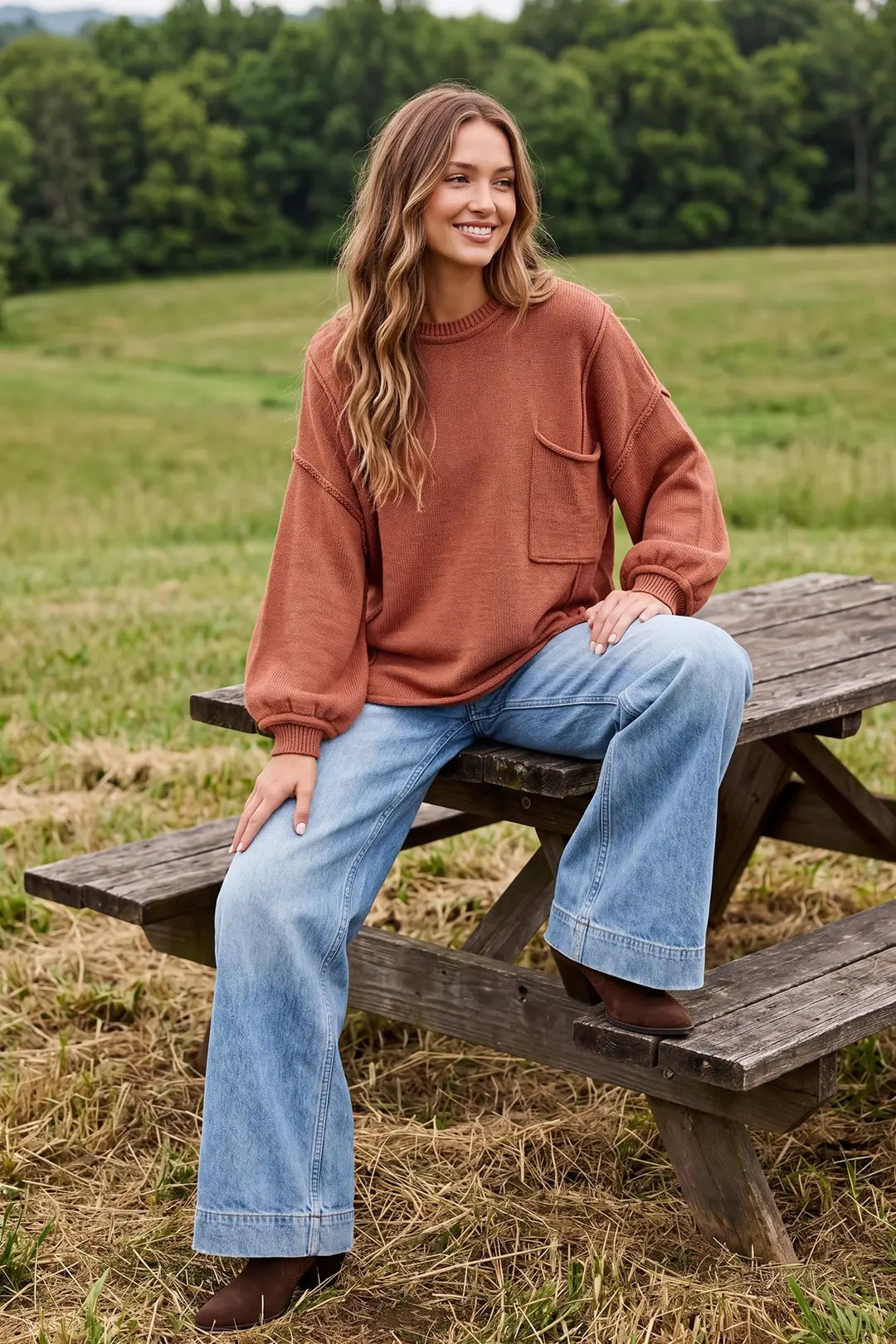 Oversized Sweater in Rust