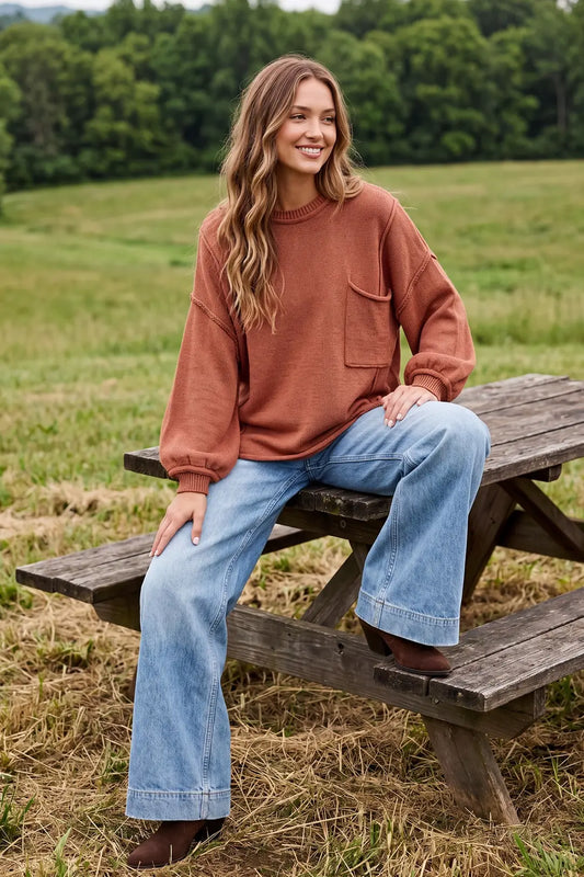 Oversized Sweater in Rust