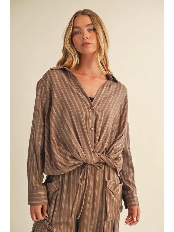 Twist Front Button Down Top