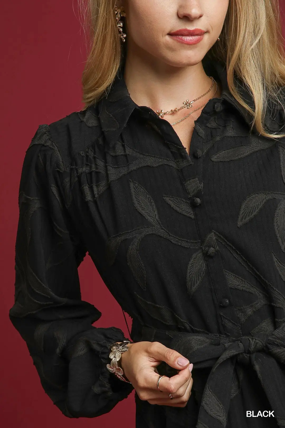 Black Jacquard Mini Dress