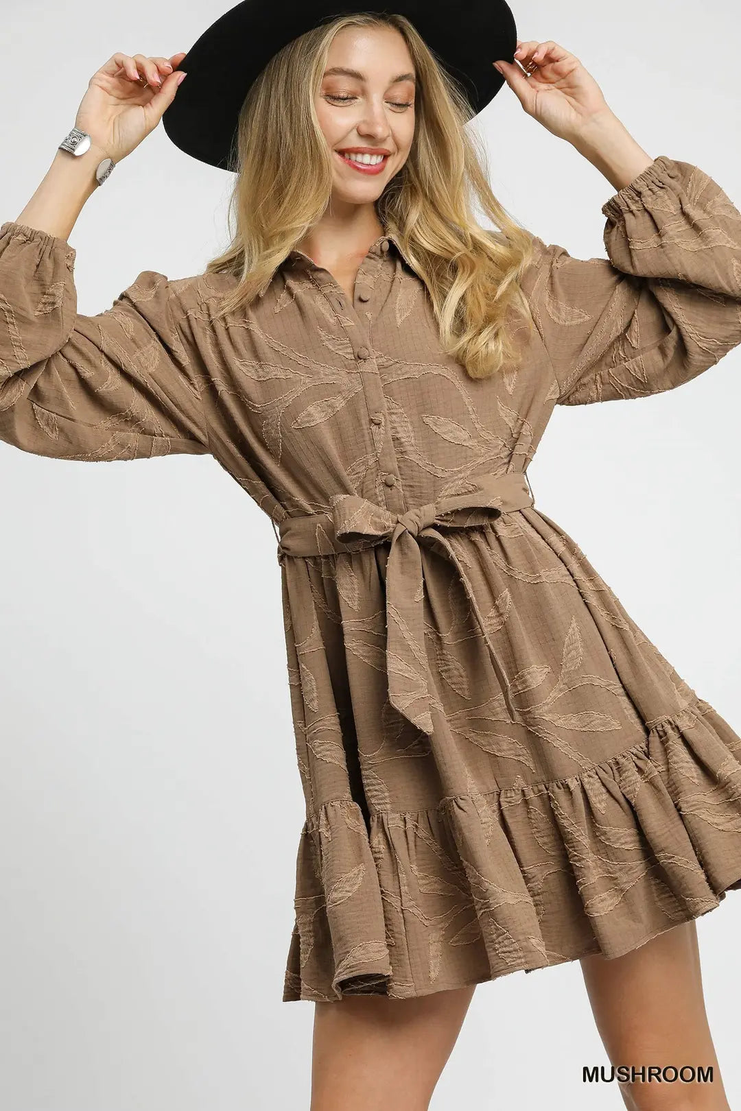 Tan Jacquard Mini Dress