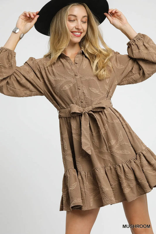 Tan Jacquard Mini Dress