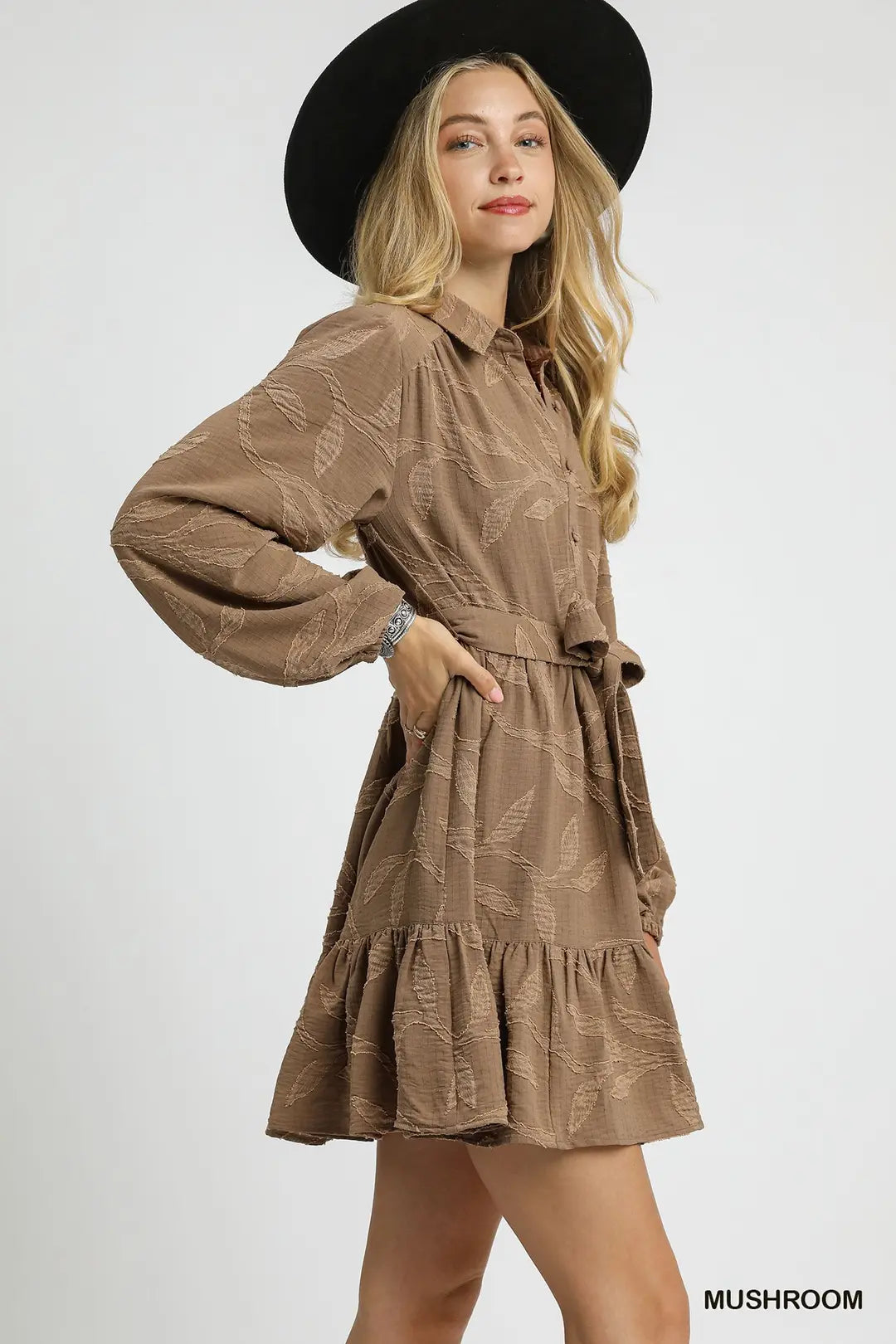 Tan Jacquard Mini Dress