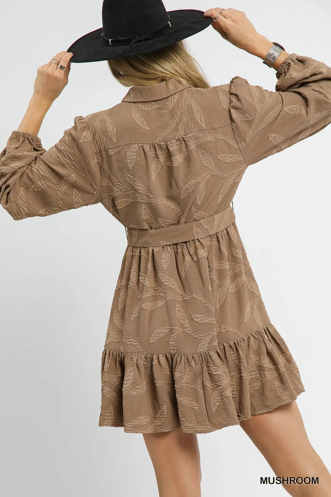 Tan Jacquard Mini Dress