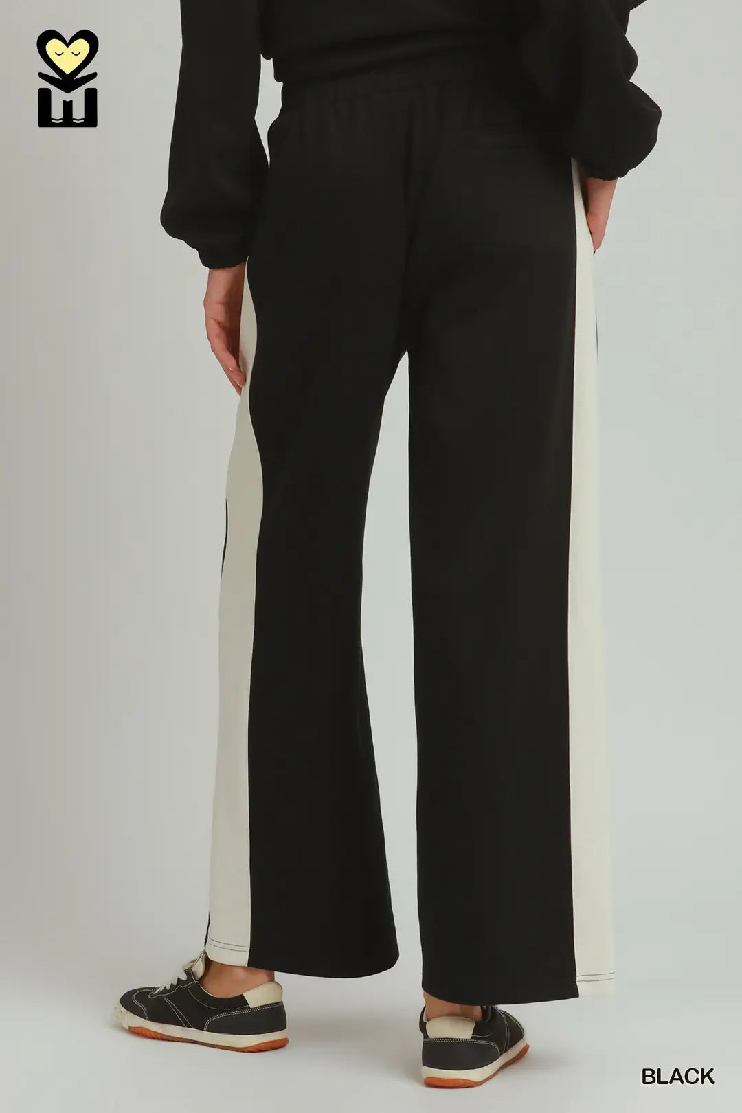 Drawstring Color Block Bottoms in Black